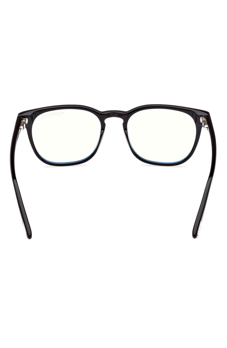 TOM FORD 53mm Square Blue Light Blocking Glasses, Alternate, color, Shiny Black