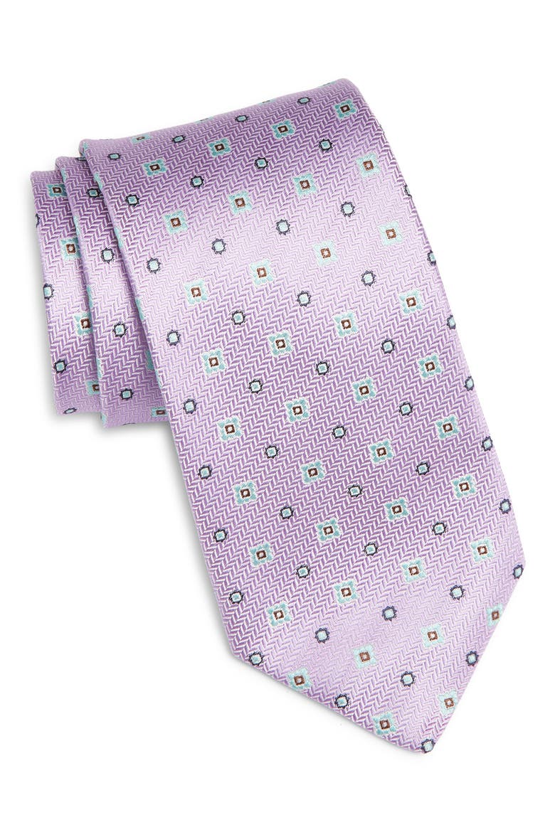 Medallion Silk Tie, Main, color, LIGHT PURPLE