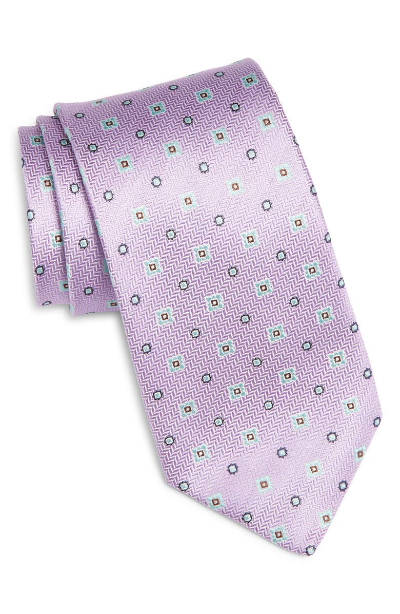 Canali Medallion Silk Tie, Main, color, Light Purple