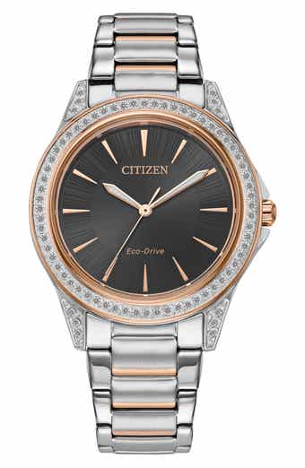 Citizen Eco Drive Crystal Accent Stainless Steel Bracelet Watch, 34mm