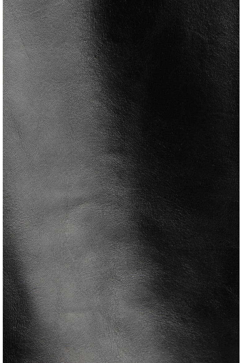 Leather Racer Jacket, Alternate, color, BLACK