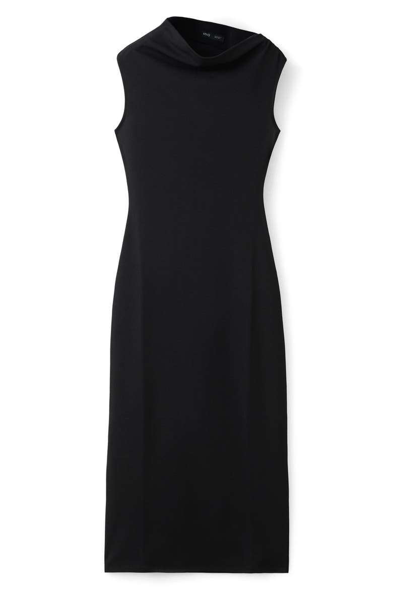 Asymmetric Midi Sheath Dress, Alternate, color, BLACK