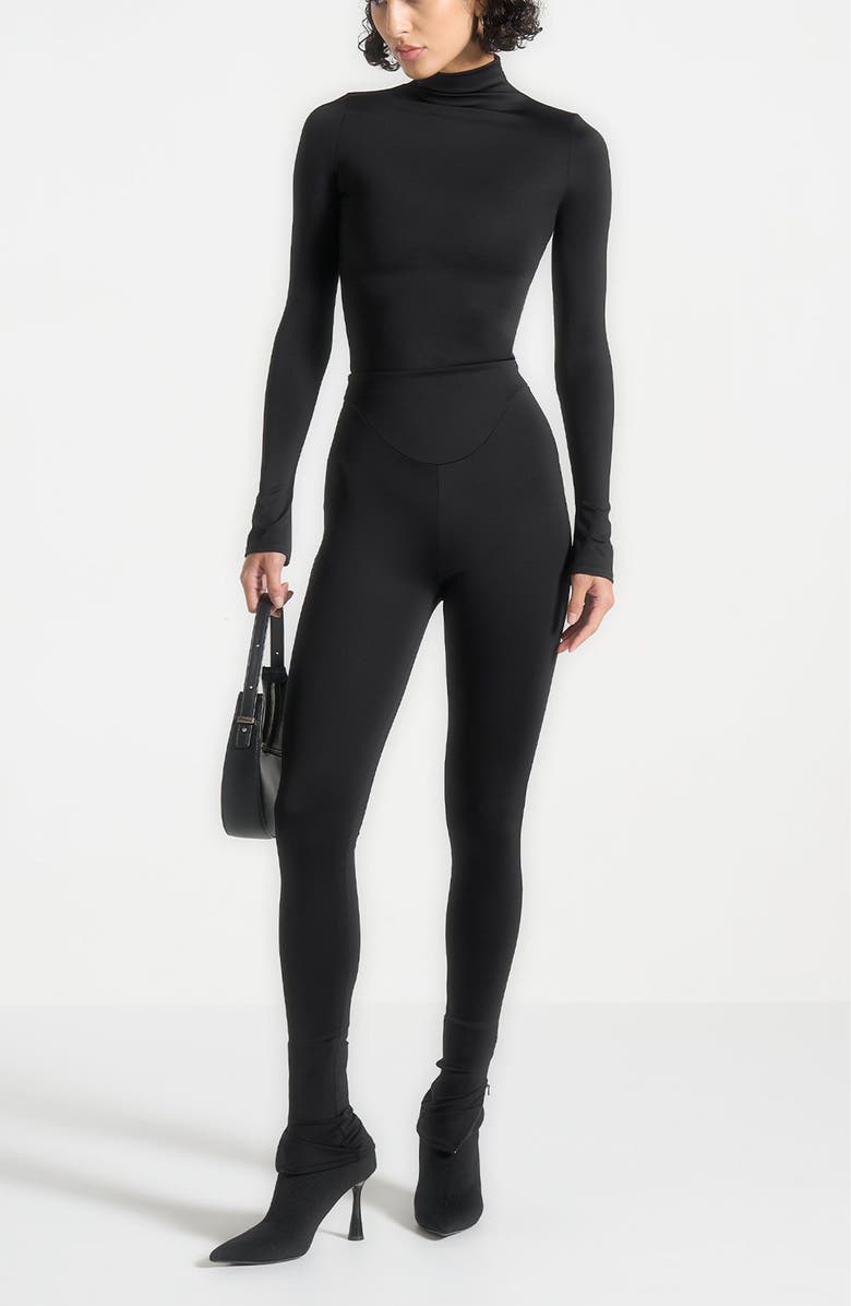 Manière De Voir Alea Mock Neck Long Sleeve Top, Alternate, color, Black