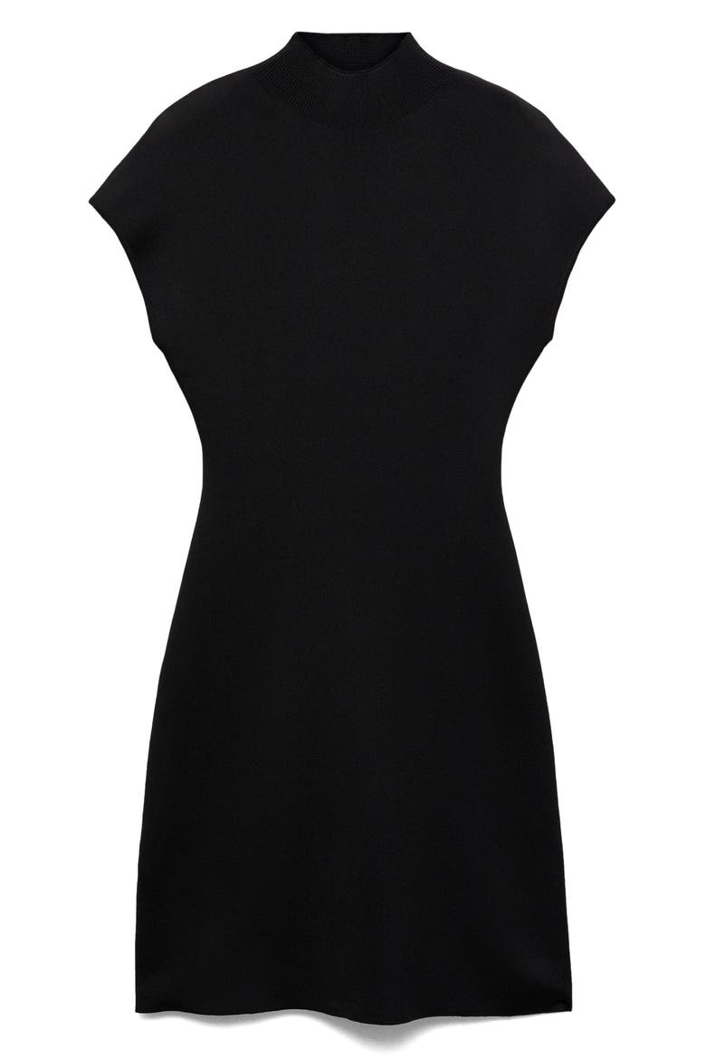 Perkins Mock Neck Sweater Dress, Alternate, color, BLACK