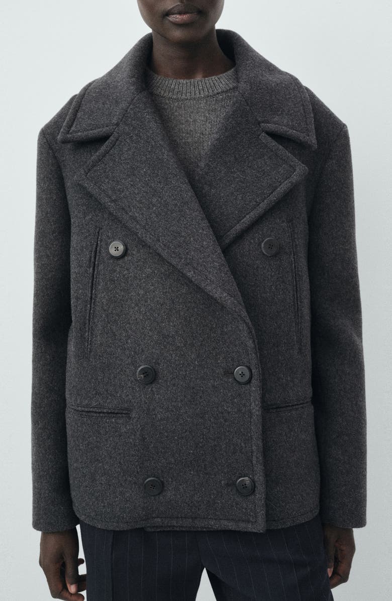 MANGO Selection Wool Blend Peacoat, Main, color, Gray