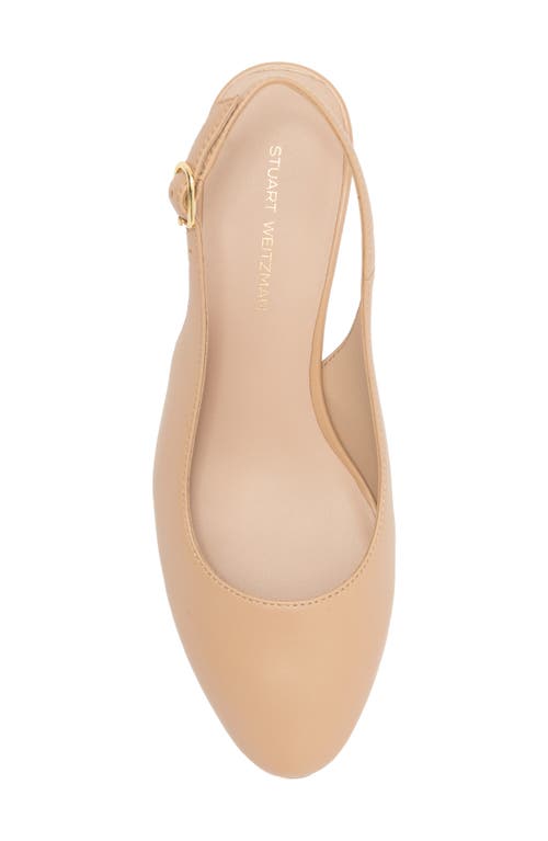 Stuart Weitzman Bridgt 50 Leather Slingback Pump In Golden Beige