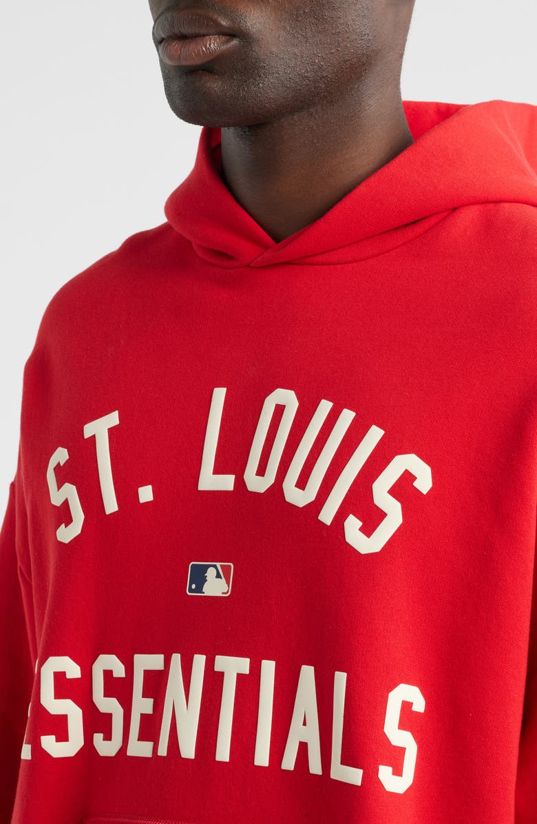 Fear of God Essentials x MLB Cardinals Sport Fit Graphic Hoodie, Alternate, color, Red
