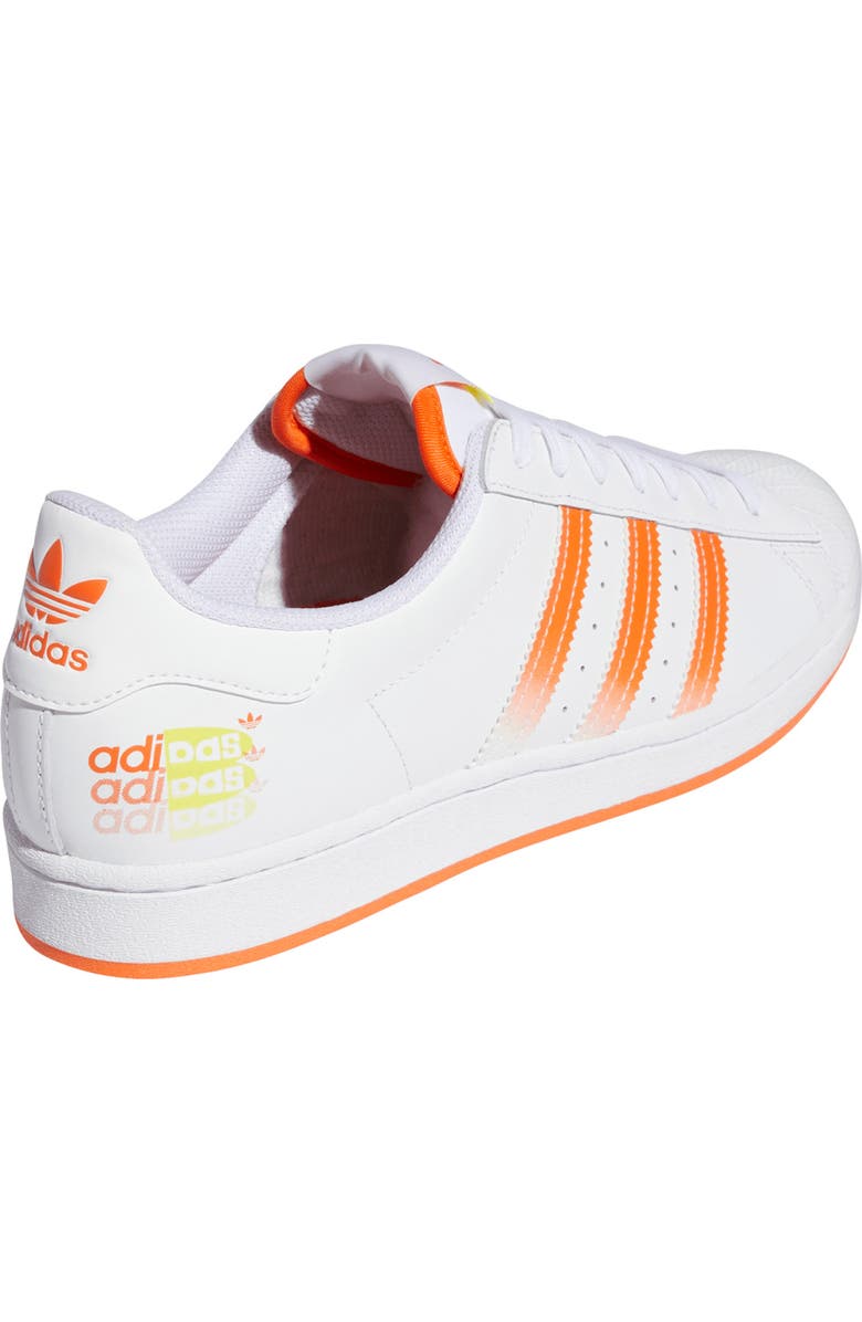 adidas Superstar Sneaker, Alternate, color, Ftwr White/ Impact Orange