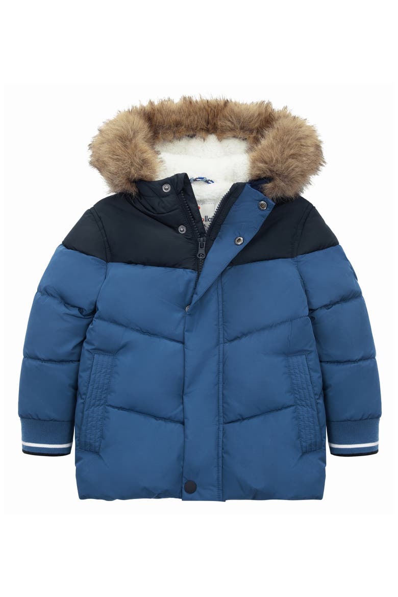 Fleece Lined  Puffer Coat with Removable Trim, Main, color, Navy