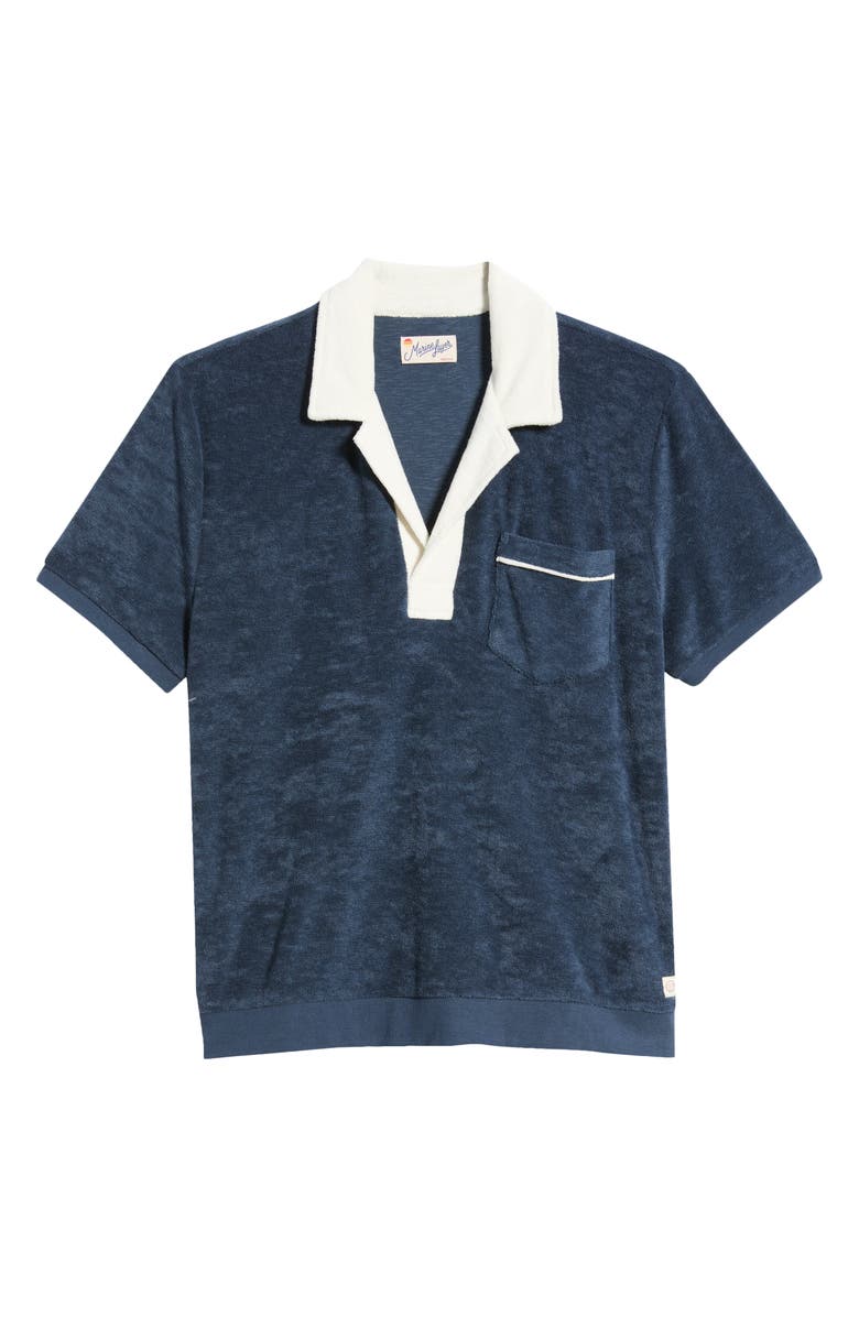 Marine Layer Emilio Vintage Terry Polo, Alternate, color, Navy/White