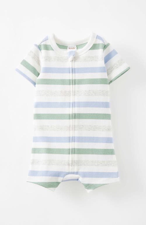 Cotton On Kids The Billie Short Sleeve Zip Romper In Dawn Blue Multi Stripe