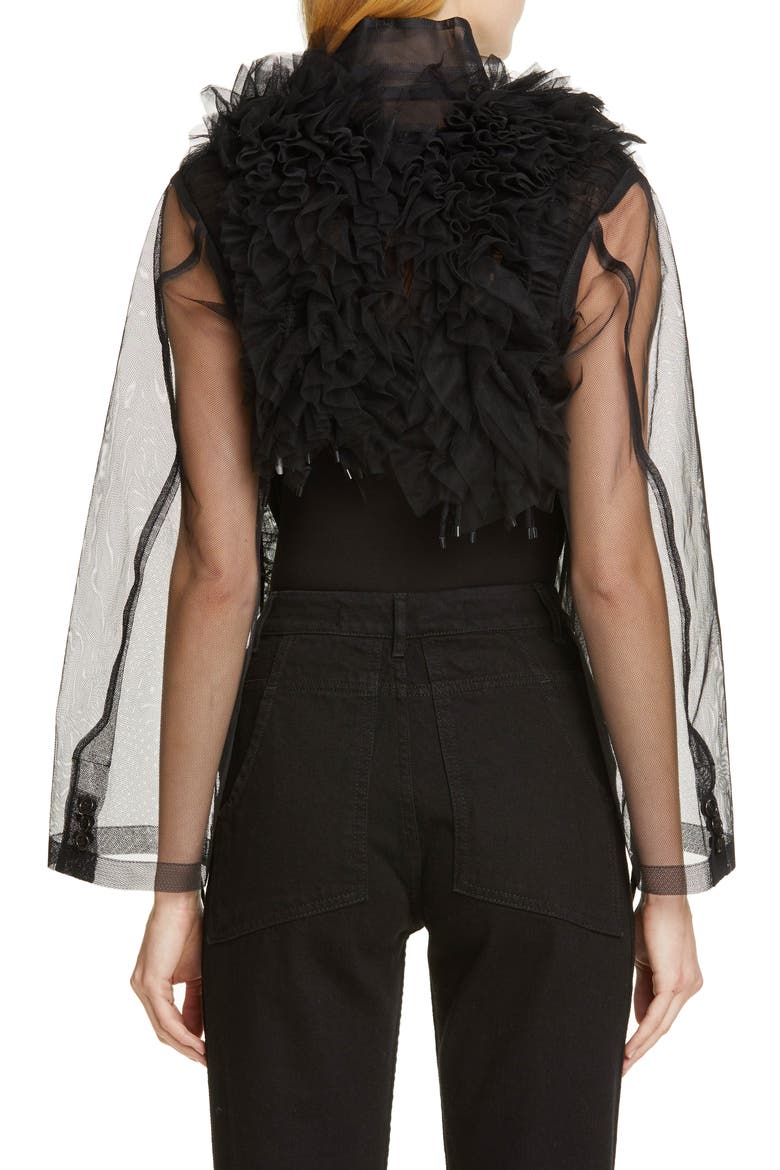 Ruffle Tulle Jacket, Alternate, color, BLACK