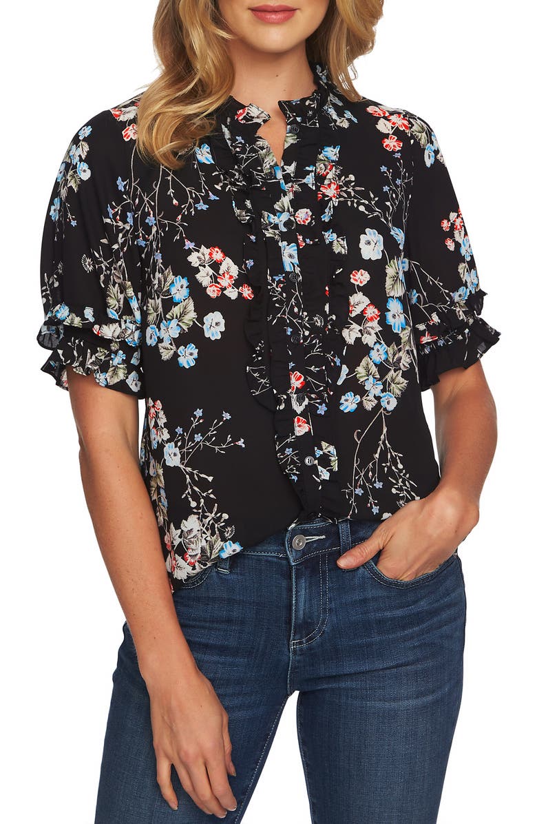 CeCe Divine Floral Ruffle Blouse, Main, color, 