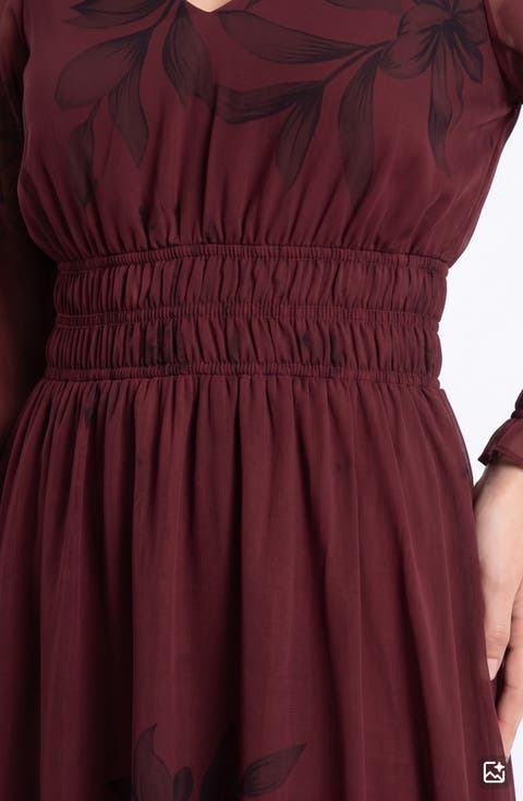 Floral Smocked Chiffon Dress