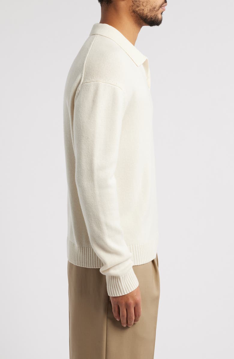 FRAME Wool & Silk Johnny Collar Sweater, Alternate, color, Off White