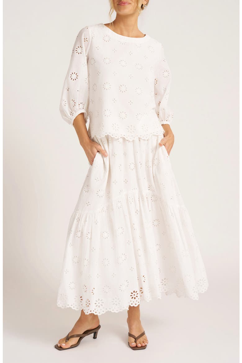 Shayla Eyelet Lace Cotton Skirt, Alternate, color, VELLUM
