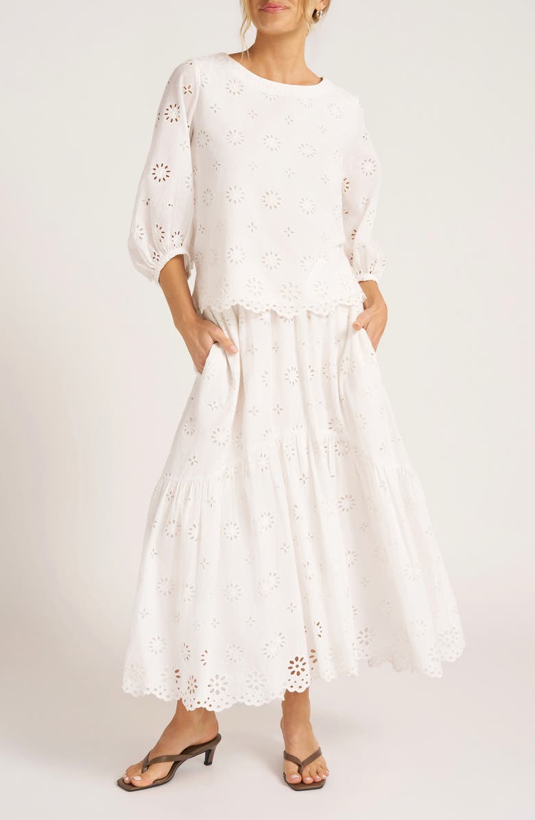 matty m. Shayla Eyelet Lace Cotton Skirt, Alternate, color, Vellum