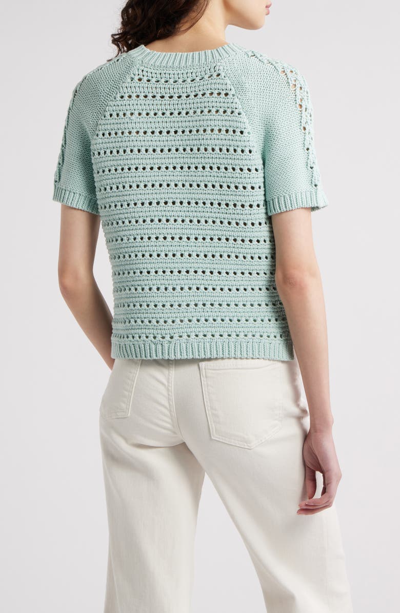 Treasure & Bond Pointelle Raglan Sleeve Sweater, Alternate, color, Teal Tide