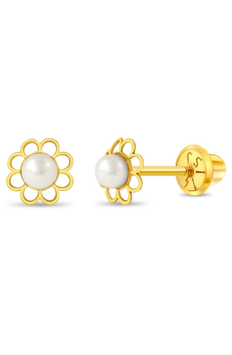 In Season Jewelry 14k Flower & Pearl Classic Earrings, Main, color, White