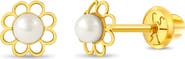 In Season Jewelry 14k Flower & Pearl Classic Earrings