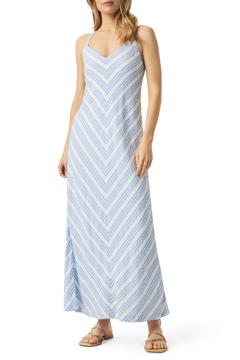 Gisele Midi Sundress, Main, color, STEEL BLUE/ WHITE