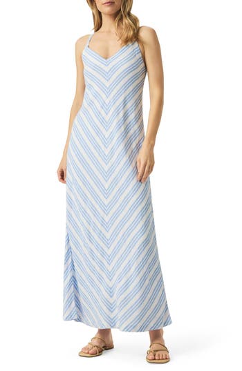Splendid Gisele Midi Sundress In Steel Blue/wht