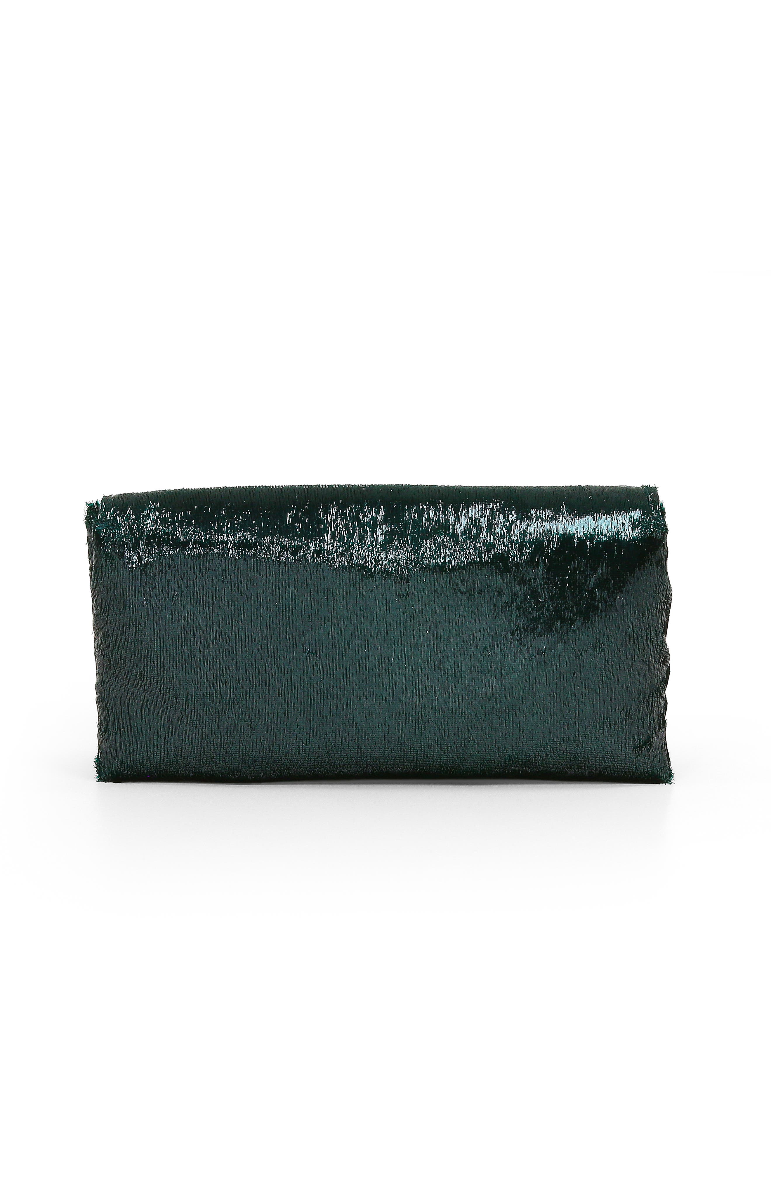Angel Soft Faux Pony Hair Envelope Clutch, Alternate, color, Emerald
