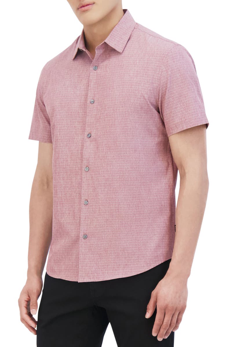 DKNY SPORTSWEAR Ezra Short Sleeve Button-Up Shirt, Alternate, color, Pink