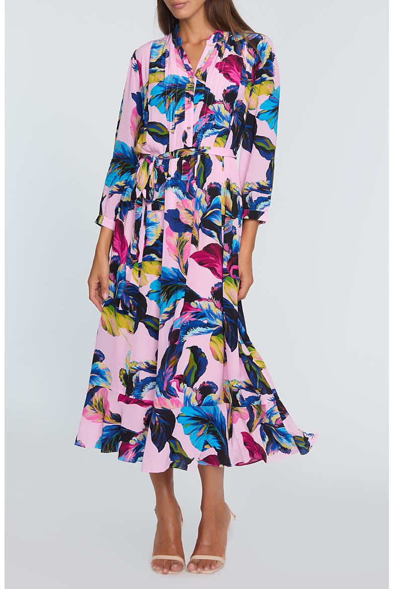 The Mila Floral Midi Dress, Main, color, GARDEN PRINT