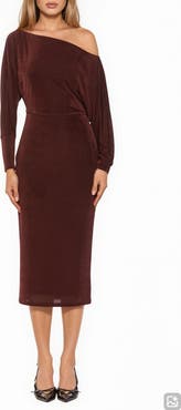 Alexia Admor Cassian One-Shoulder Long Sleeve Midi Dress