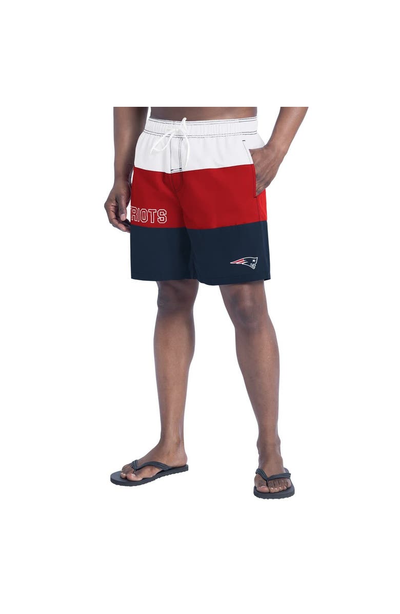 G-III SPORTS BY CARL BANKS Men's G-III Sports by Carl Banks Navy/Red New England Patriots Sunrise Volley Swim Shorts, Alternate, color, Navy
