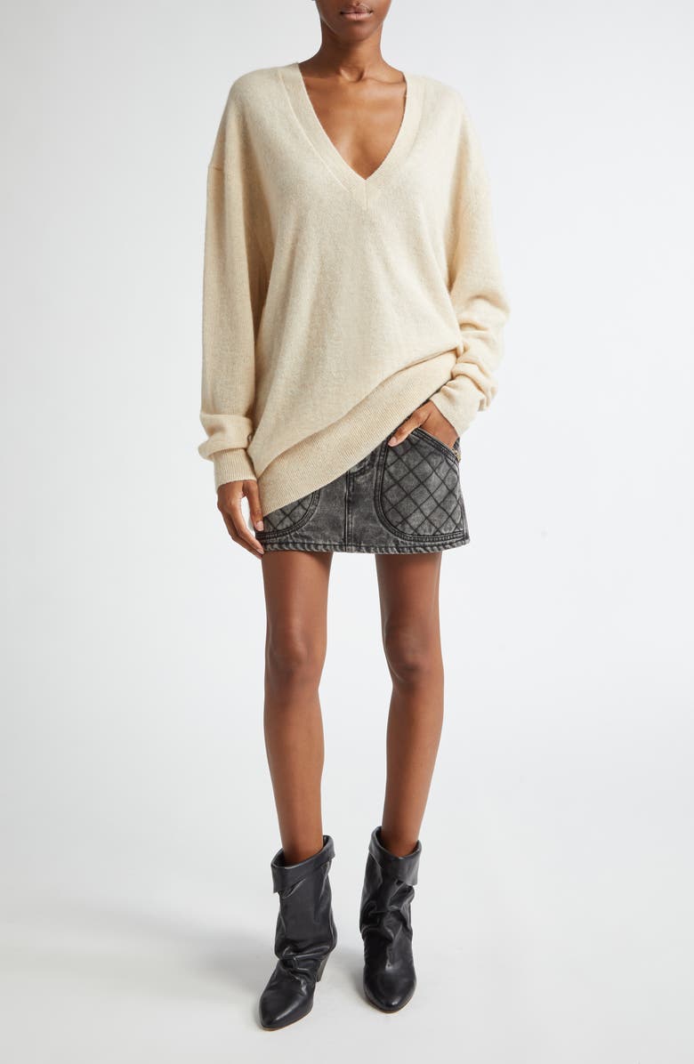 Isabel Marant Larana Silk, Alpaca & Cashmere V-Neck Sweater, Alternate, color, 