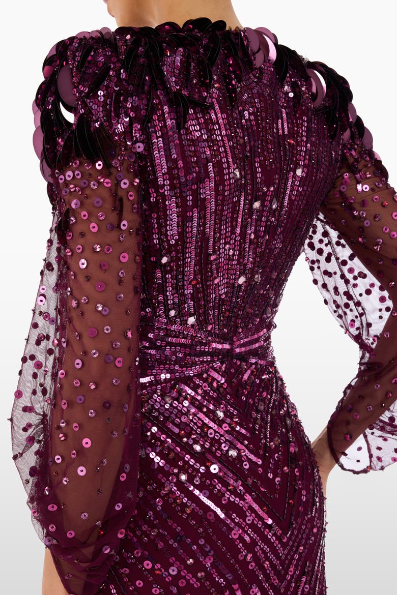 Xenia Sequin-Embellished Maxi Dress, Alternate, color, Purple Muscadine
