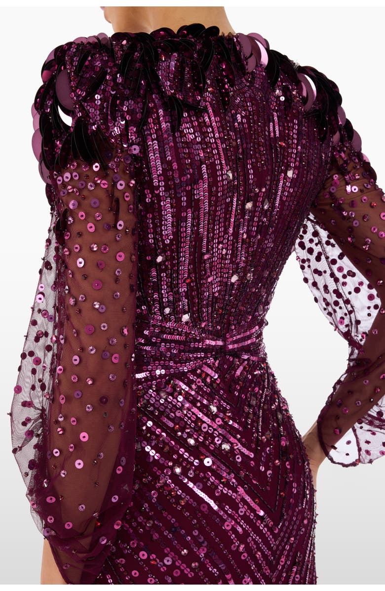 Jenny Packham Xenia Sequin-Embellished Maxi Dress, Alternate, color, Purple Muscadine