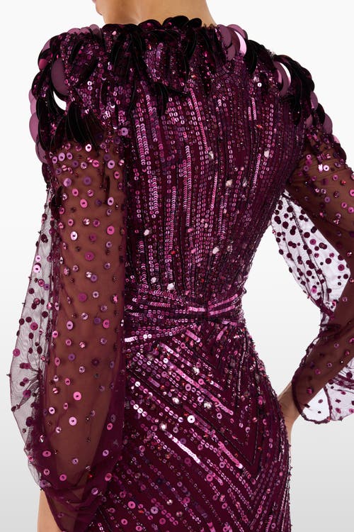 Jenny Packham Xenia Sequin-embellished Maxi Dress In Purple