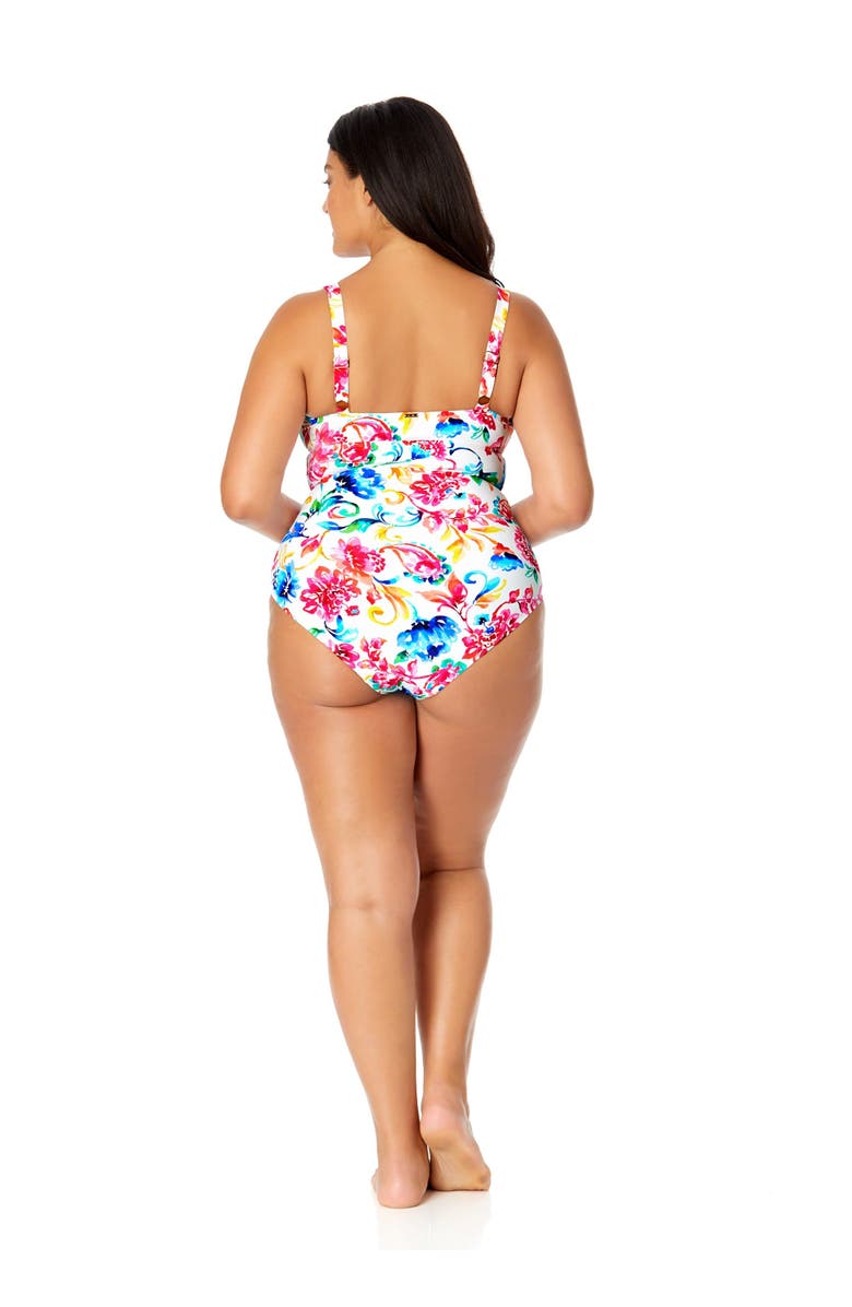 Anne Cole Plus Women's Plus Watercolor Paisley V-Wire One Piece Swimsuit, Alternate, color, Watercolor Paisley