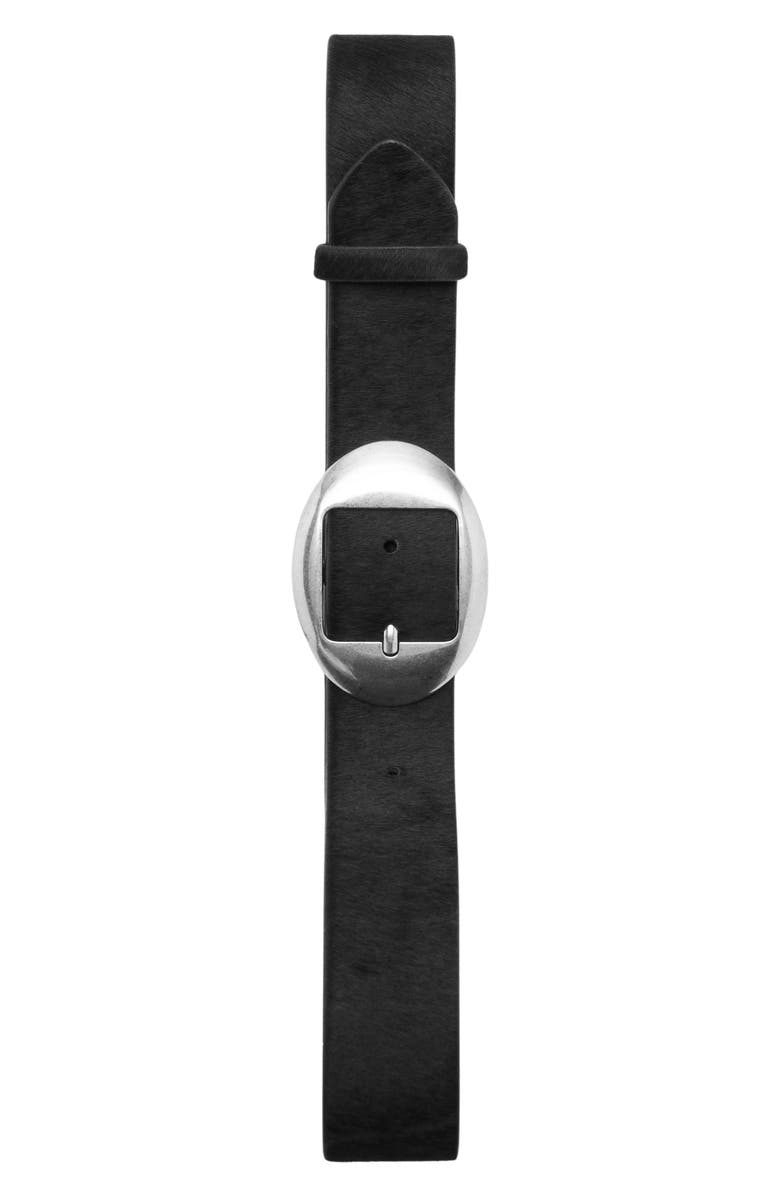 MANGO Oval Buckle Calf Hair Belt, Alternate, color, 