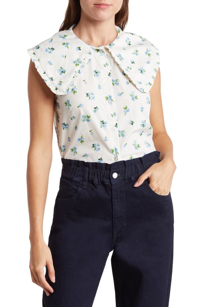 WeWoreWhat Ruffle Collar Button-Up Top, Main, color,