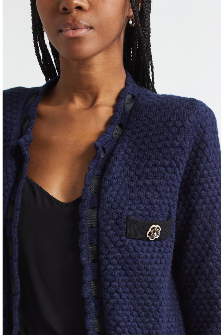 Astor Contrast Trim Cardigan, Alternate, color, MIDNIGHT/BLACK