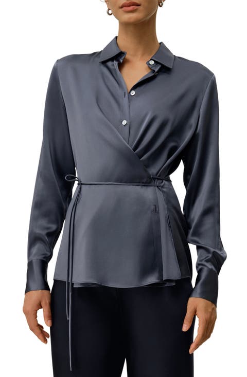 Women's Convertible Silk Charmeuse Shirt
