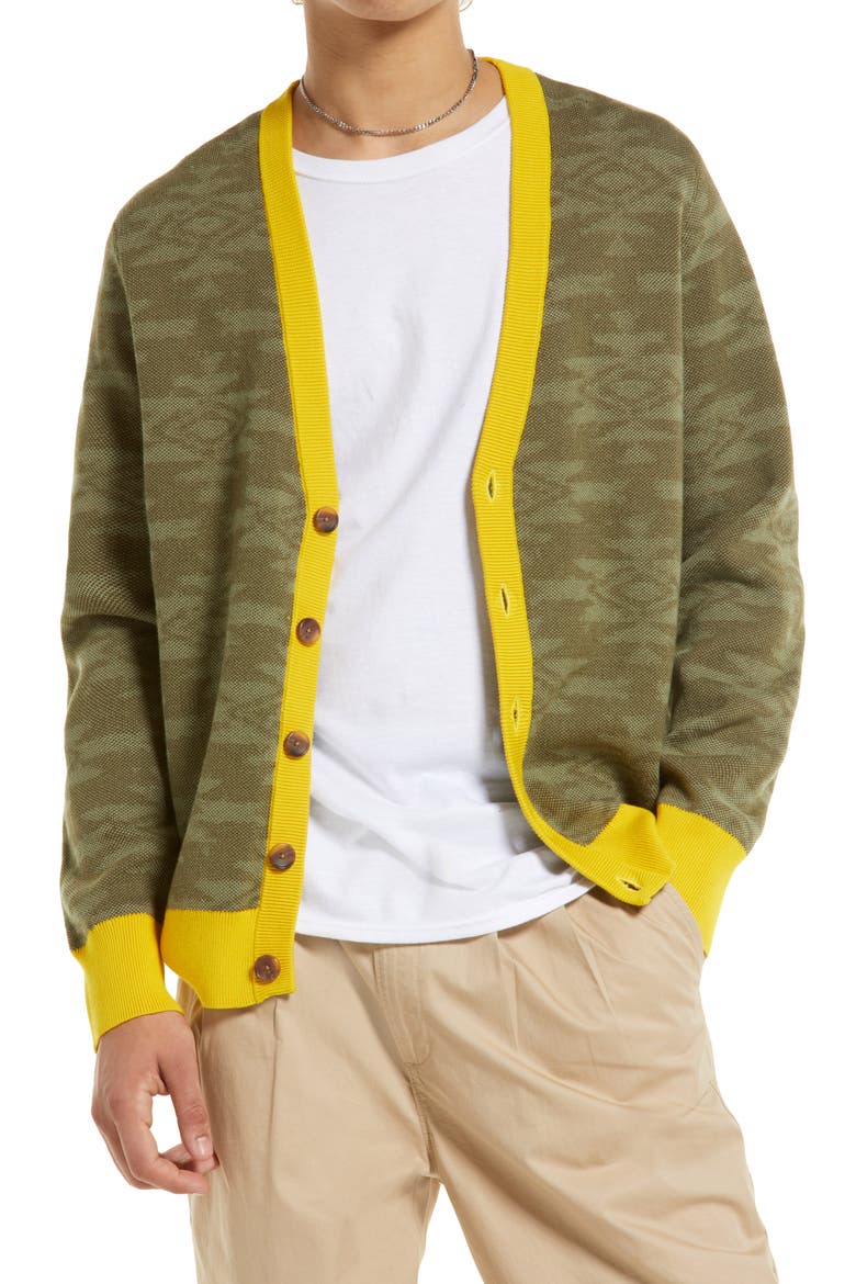 Fashion Cardigan Sweater, Main, color, OLIVE HEATHER PATTERN