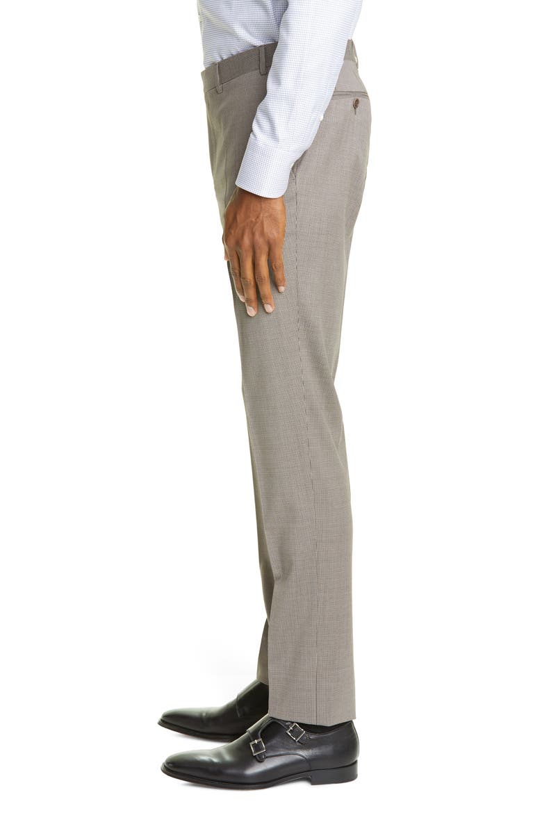 Milano Mini Houndstooth Stretch Wool Dress Pants, Alternate, color, TAN
