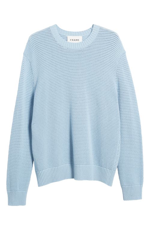 Frame Textured Wool Blend Crewneck Sweater In Blue