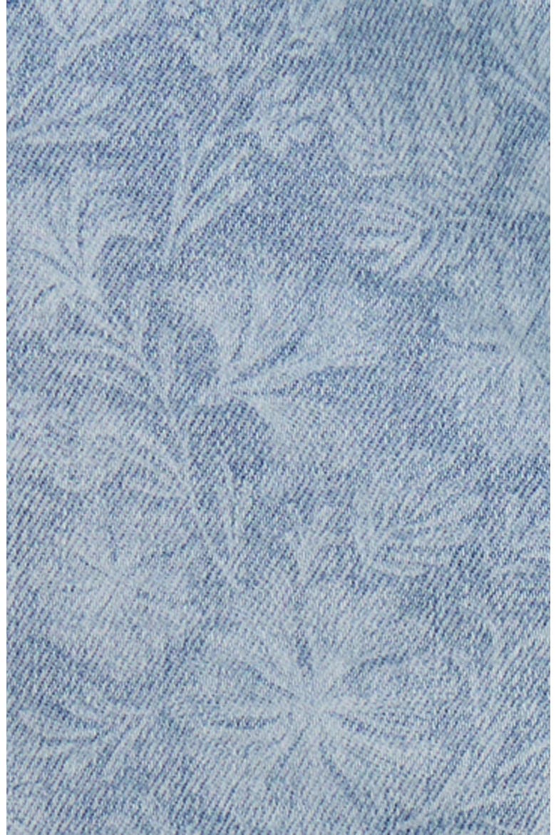 Aria Mid Rise Floral Print Denim Mini Skir, Alternate, color, Light Wash