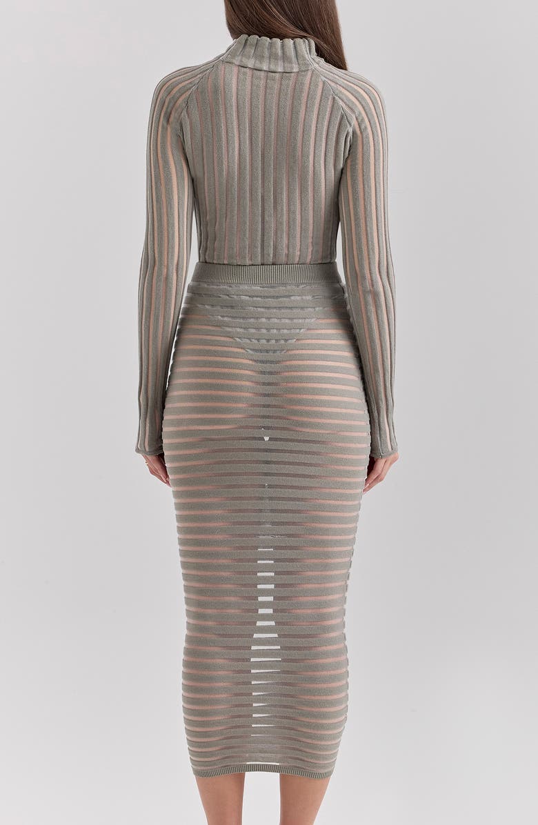 HOUSE OF CB Margo Stripe Sweater Skirt, Alternate, color, London Fog