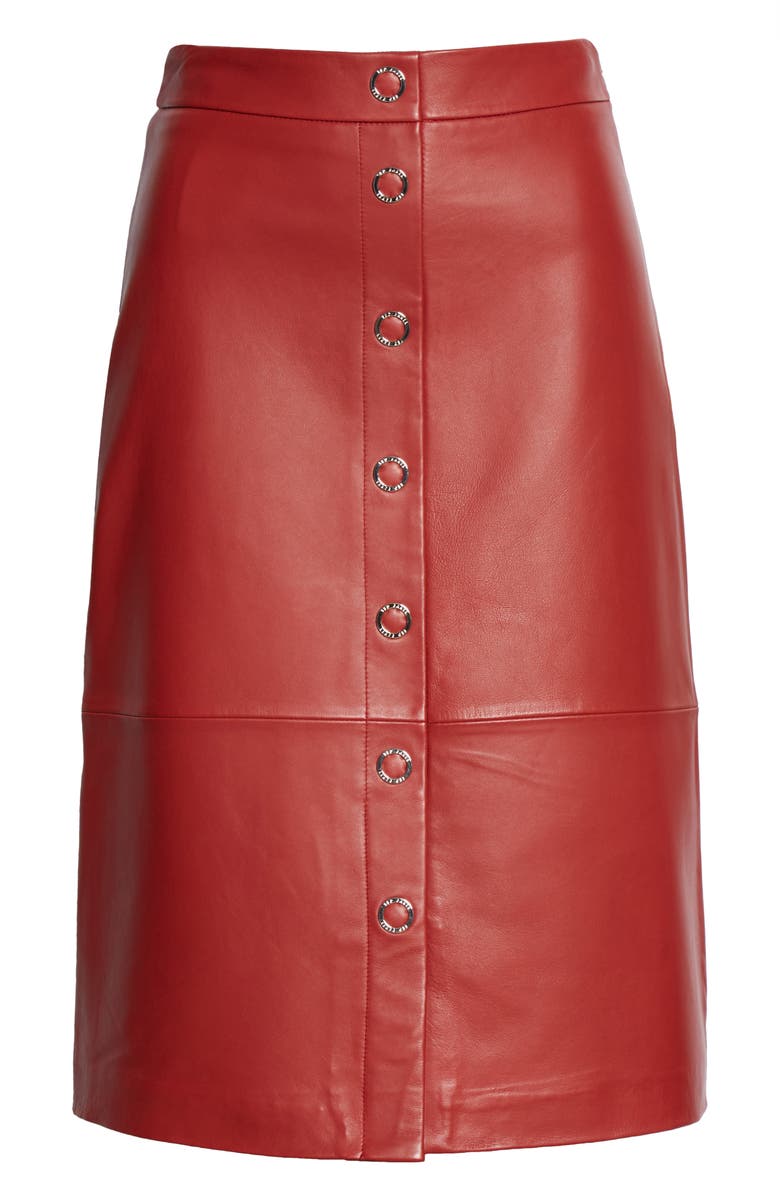 Ted Baker London Snap Front Leather Pencil Skirt, Alternate, color, 