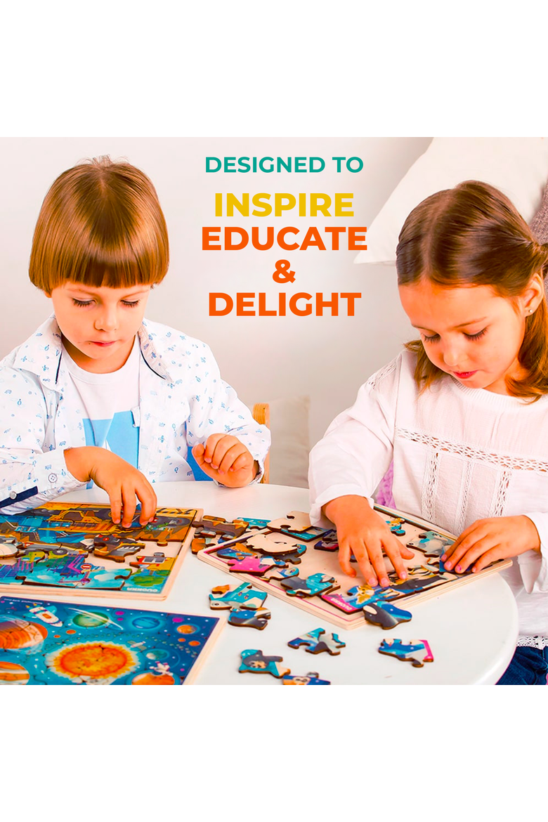 Kids Wooden Puzzles - 28-Piece Jigsaw Puzzles, Alternate, color, Transport