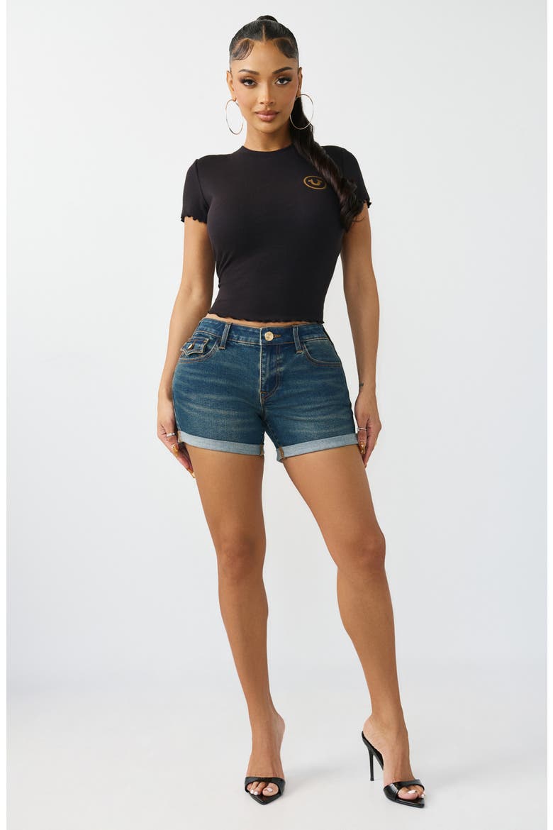 Jayde Cuffed Jean Shorts, Alternate, color, DARK THUNDERBOLT