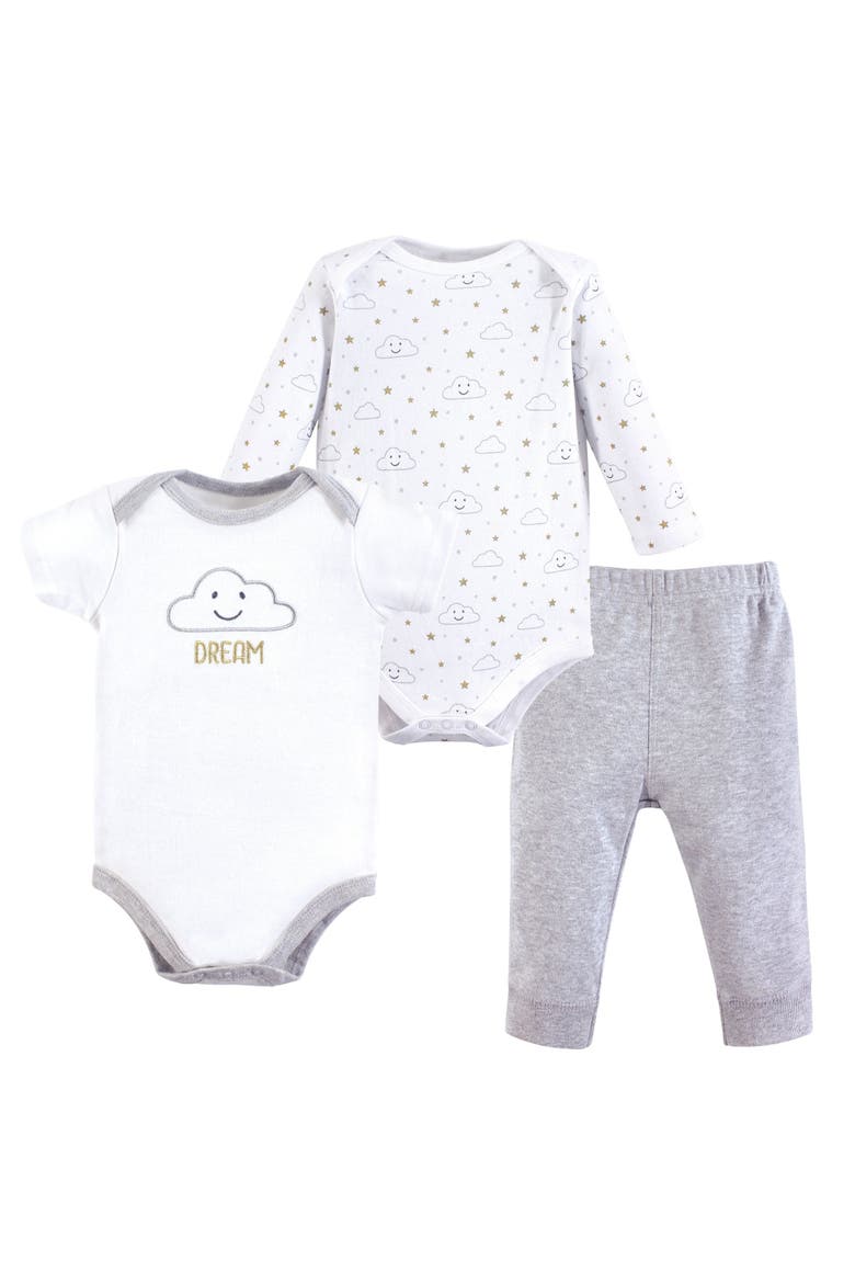 Set Long Sleeve & Short Sleeve Bodysuits with Matching Bottom, Main, color, Gray Clouds