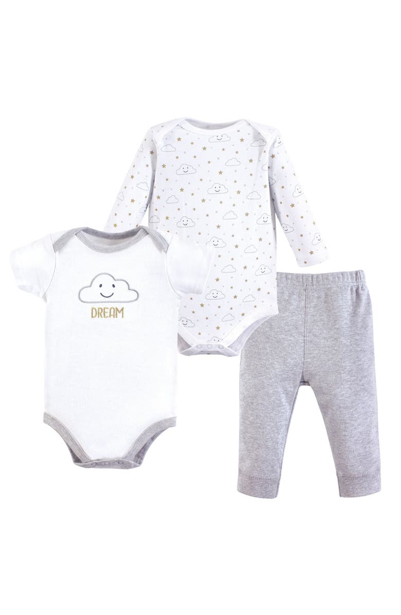 Hudson Baby Set Long Sleeve & Short Sleeve Bodysuits with Matching Bottom, Main, color, Gray Clouds